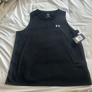 Under Armour Black Muscle Tank with White Logo